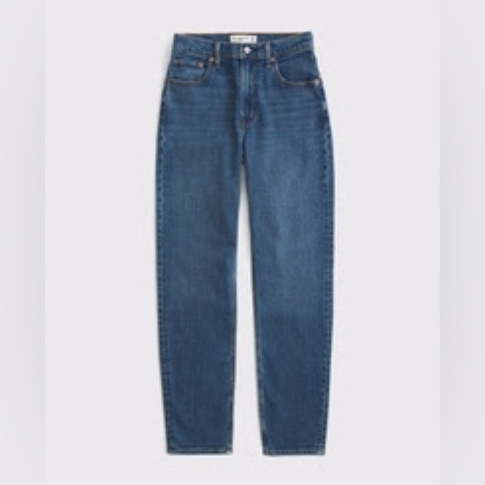 Abercrombie high rise mom Jean dark wash